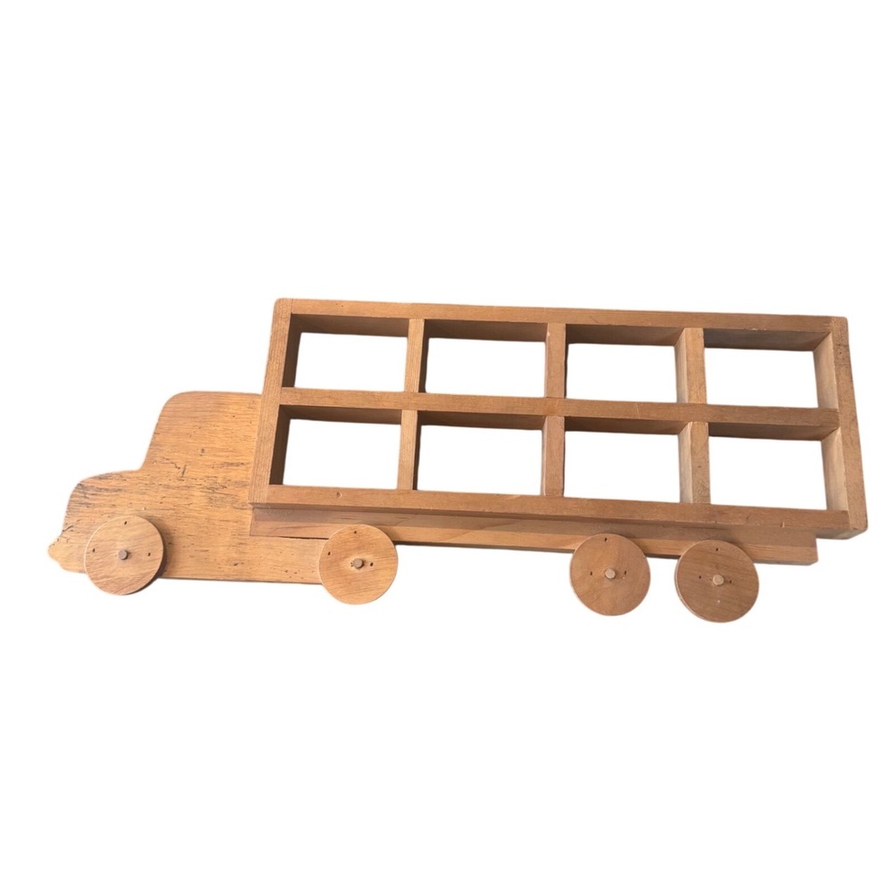 Vintage Wooden Handmade Semi‎ Truck Wall Display Shelf Shadow Box 22in car Brown